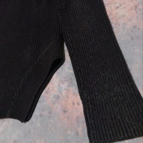 3/ $30 or FREE WITH PURCHASE over $40 Black Ribbed Mock Neck Split Hem Sweater - Picture 14 of 16